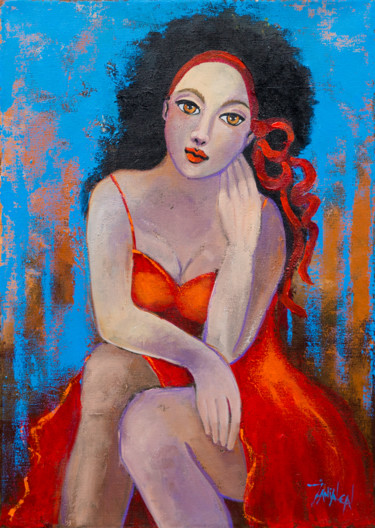 Painting titled "Figura n.02" by Tânia Leal, Original Artwork