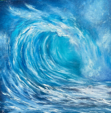 Ζωγραφική με τίτλο "Wave - originál oil…" από Tanja Frost, Αυθεντικά έργα τέχνης, Λάδι Τοποθετήθηκε στο Ξύλινο φορείο σκελετό