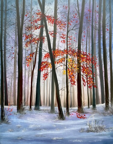 Картина под названием "Magic forest tree -…" - Tanja Frost, Подлинное произведение искусства, Масло