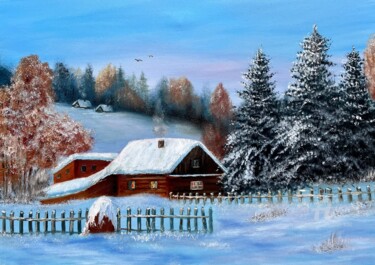 Картина под названием "Magic winters holid…" - Tanja Frost, Подлинное произведение искусства, Масло Установлен на Деревянная…