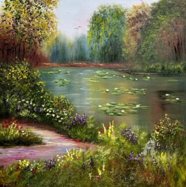 Painting titled "Magic place" by Tanja Frost, Original Artwork, Oil Mounted on Wood Stretcher frame