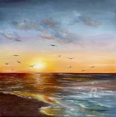 Painting titled "Ephemeral Serenity:…" by Tanja Frost, Original Artwork, Oil Mounted on Wood Stretcher frame