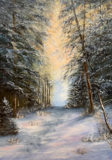 Painting titled "Light of the soul" by Tanja Frost, Original Artwork, Oil Mounted on Wood Stretcher frame
