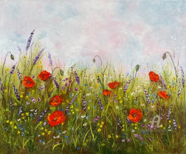 Painting titled "Summer and flowers…" by Tanja Frost, Original Artwork, Oil