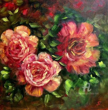 Peinture intitulée "Floral gift - roses" par Tanja Frost, Œuvre d'art originale, Huile