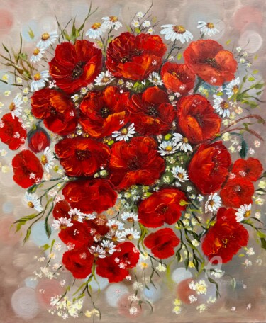 Pittura intitolato "Poppies dance" da Tanja Frost, Opera d'arte originale, Olio