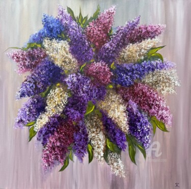 Painting titled "Magic of Lilacs" by Tanja Frost, Original Artwork, Oil