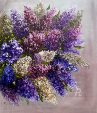 Schilderij getiteld "Whisper of Lilac" door Tanja Frost, Origineel Kunstwerk, Olie
