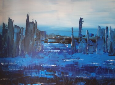 Malerei mit dem Titel "Blaue Stadt" von Tanlenzt, Original-Kunstwerk, Acryl