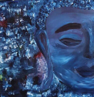 绘画 标题为“Blauer Buddha” 由Tanlenzt, 原创艺术品, 油