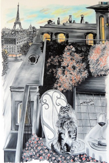 Malerei mit dem Titel "evening-in-paris" von Tanja Niegsch, Original-Kunstwerk, Öl