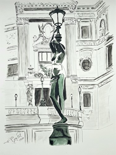 Drawing titled "L`Opera #artistsupp…" by Tanja Niegsch, Original Artwork, Gouache