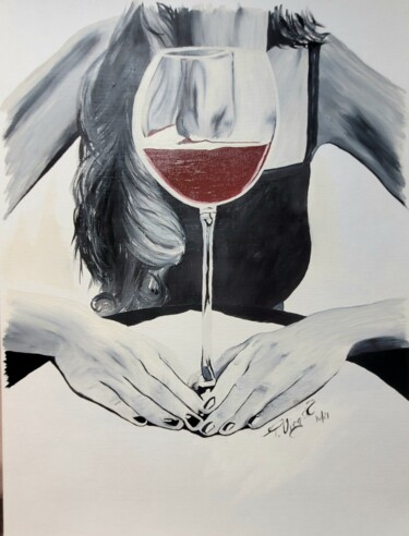 Peinture intitulée "red vine" par Tanja Niegsch, Œuvre d'art originale, Huile
