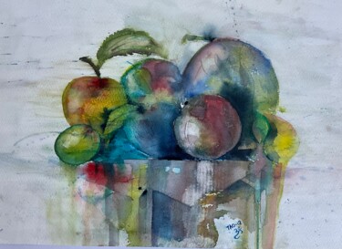 Malerei mit dem Titel "Fruits" von Tanja Olsson, Original-Kunstwerk, Aquarell