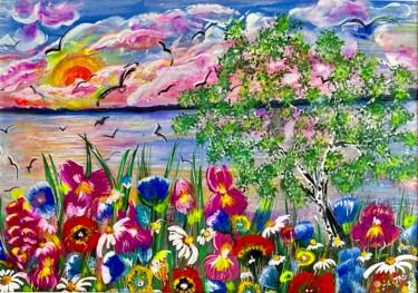 Pintura intitulada "Flowers 2" por Tanja Olsson, Obras de arte originais, Guache