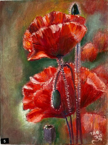 Pintura intitulada "Poppies red" por Tanja Olsson, Obras de arte originais, Óleo