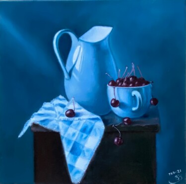 Painting titled "In the blue" by Tanja Olsson, Original Artwork, Oil