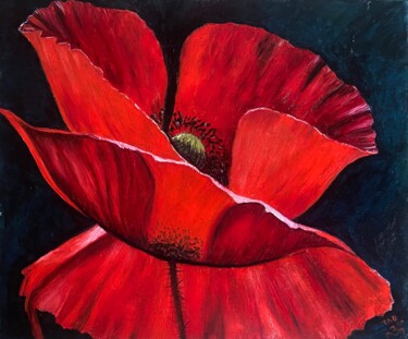 Painting titled "Passion on red" by Tanja Olsson, Original Artwork, Oil