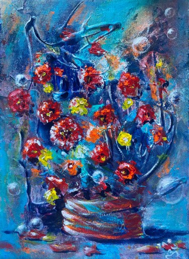 Картина под названием "Happy" - Tanja Olsson, Подлинное произведение искусства, Масло Установлен на Деревянная рама для носи…