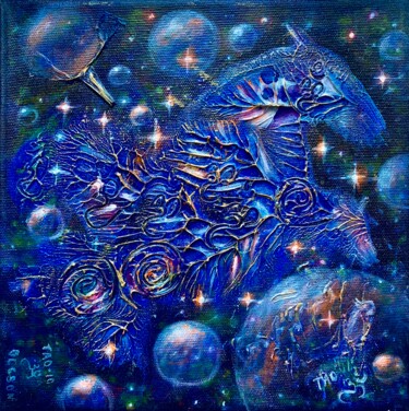 Картина под названием "Blue horse" - Tanja Olsson, Подлинное произведение искусства, Акрил Установлен на Деревянная рама для…