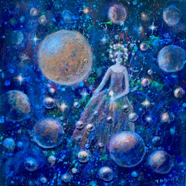 Картина под названием "Moonlight" - Tanja Olsson, Подлинное произведение искусства, Акрил Установлен на Деревянная рама для…