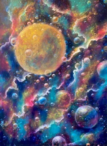 Картина под названием "My cosmos" - Tanja Olsson, Подлинное произведение искусства, Акрил Установлен на Деревянная рама для…