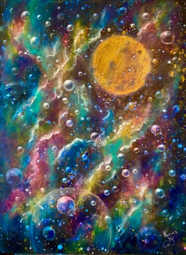 Картина под названием "My cosmos 3" - Tanja Olsson, Подлинное произведение искусства, Акрил