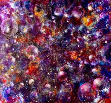 Painting titled "Galaxy explosion red" by Tanja Olsson, Original Artwork, Acrylic