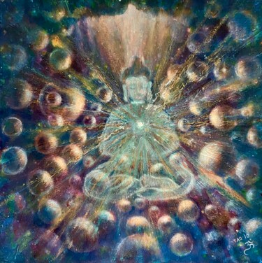 Картина под названием "Buddha 2" - Tanja Olsson, Подлинное произведение искусства, Акрил Установлен на Деревянная рама для н…