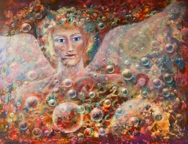 Painting titled "Your Angel" by Tanja Olsson, Original Artwork, Acrylic Mounted on Wood Stretcher frame