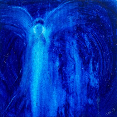 Painting titled "Angel blue" by Tanja Olsson, Original Artwork, Acrylic Mounted on Wood Stretcher frame