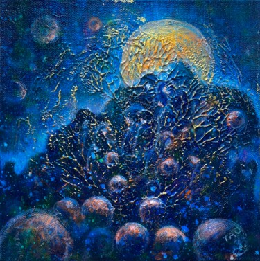 Картина под названием "Full moon" - Tanja Olsson, Подлинное произведение искусства, Акрил Установлен на Деревянная рама для…
