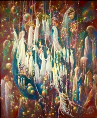 Painting titled "Celebration" by Tanja Olsson, Original Artwork, Acrylic Mounted on Wood Stretcher frame