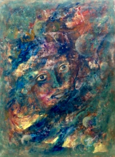 Malerei mit dem Titel "In Cosmos" von Tanja Olsson, Original-Kunstwerk, Tempera