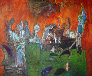 Painting titled "The Secret Dinner" by Tanja Djokic, Original Artwork