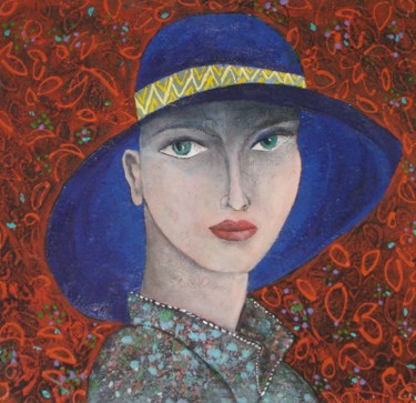 Painting titled "Lady With The Hat" by Tanja Djokic, Original Artwork