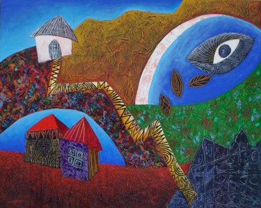Painting titled "My Little Village" by Tanja Djokic, Original Artwork