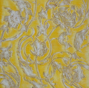 Malerei mit dem Titel "Yellow embroidery" von Tanja Kolinko, Original-Kunstwerk, Öl