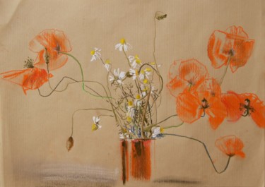 Painting titled "Blumen" by Tanja Kolinko, Original Artwork, Pastel