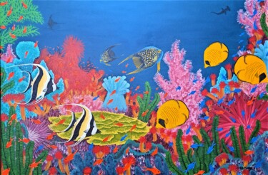 Painting titled "CORAL JOY" by Ed Moralez, Original Artwork, Oil