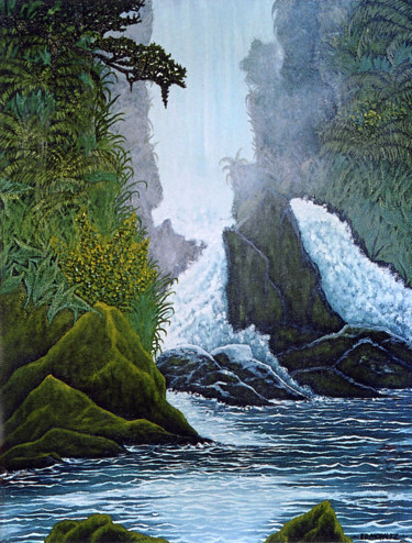 Painting titled "LIVING WATERS" by Ed Moralez, Original Artwork, Oil