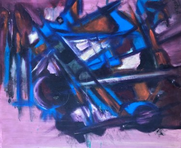 Painting titled "machine" by Virginia Tansu, Original Artwork, Oil Mounted on Wood Stretcher frame