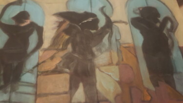 Картина под названием "le bûcher des vanit…" - Virginia Tansu, Подлинное произведение искусства, Акрил Установлен на Деревян…