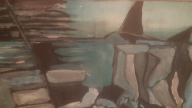 Malarstwo zatytułowany „la mer  N°2” autorstwa Virginia Tansu, Oryginalna praca, Akryl Zamontowany na Drewniana rama noszy