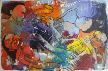 Painting titled "Blues night" by Tanto Sutianto, Original Artwork, Oil
