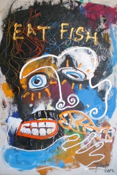 Painting titled "Eat fish" by Tanto Sutianto, Original Artwork