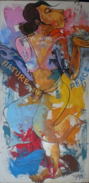 Painting titled "Primitiv girl" by Tanto Sutianto, Original Artwork