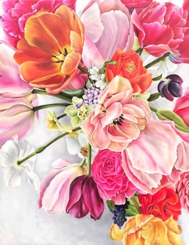 Картина под названием "Beautiful bouquet o…" - Tanya Churey, Подлинное произведение искусства, Масло