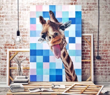 Peinture intitulée "Not a boring giraff…" par Tanya Churey, Œuvre d'art originale, Huile