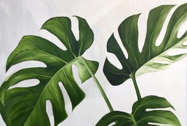 Ζωγραφική με τίτλο "Monstera - tropical…" από Tanya Churey, Αυθεντικά έργα τέχνης, Λάδι